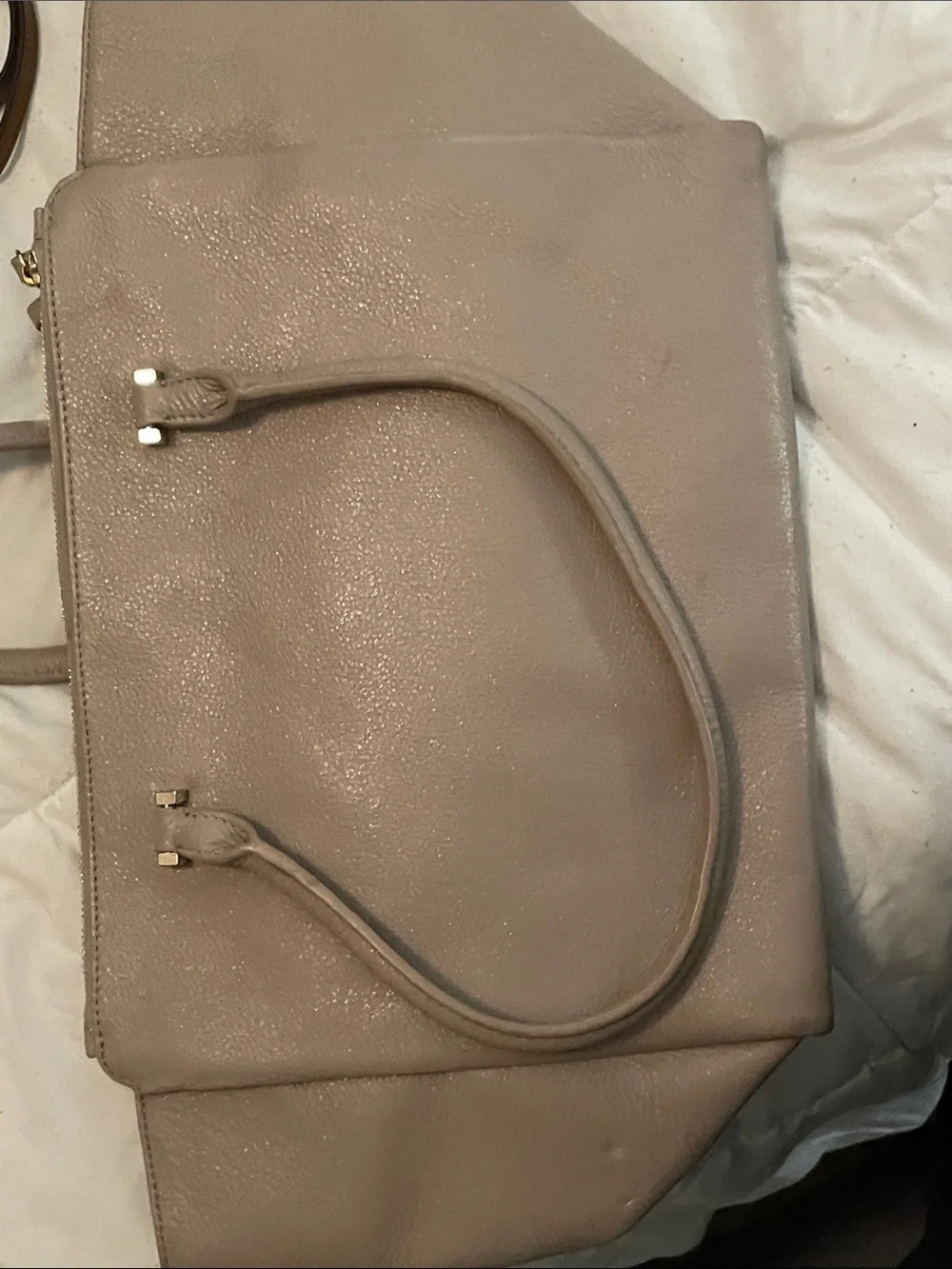 kate spade pebble leather tote in light taupe blush